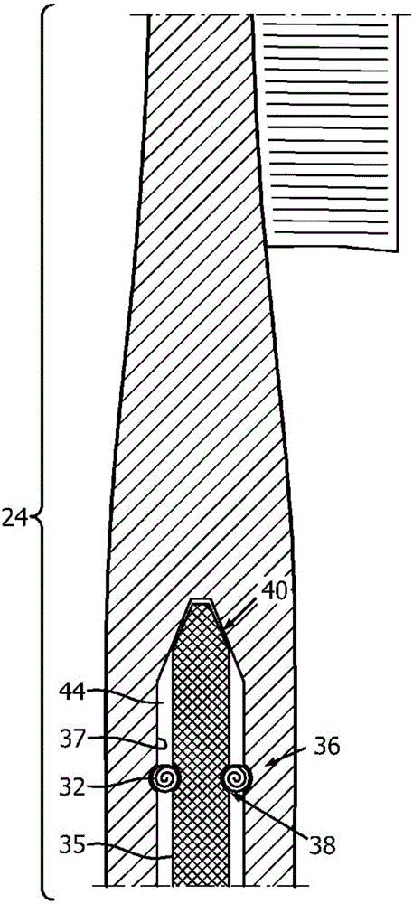 Brush heads with wedge and spring handle interface for electric toothbrushes