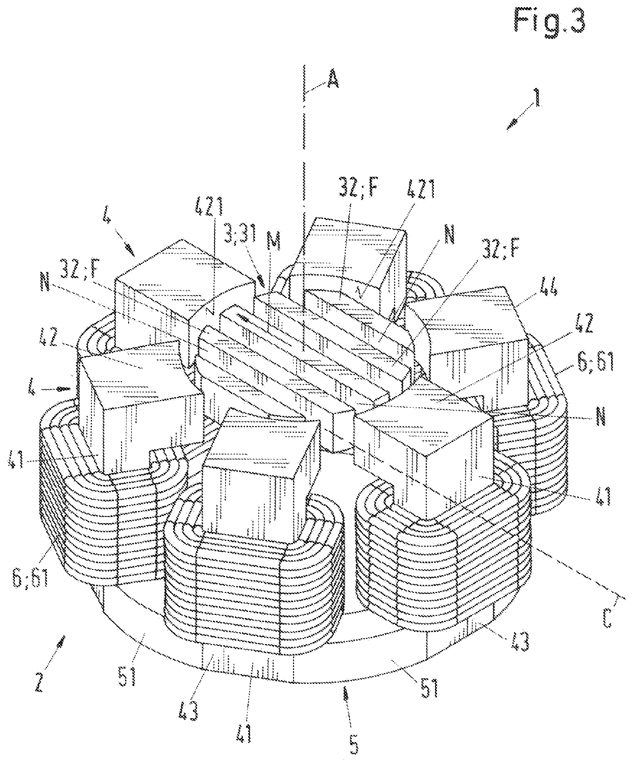 Electromagnetic rotary drive and rotational device