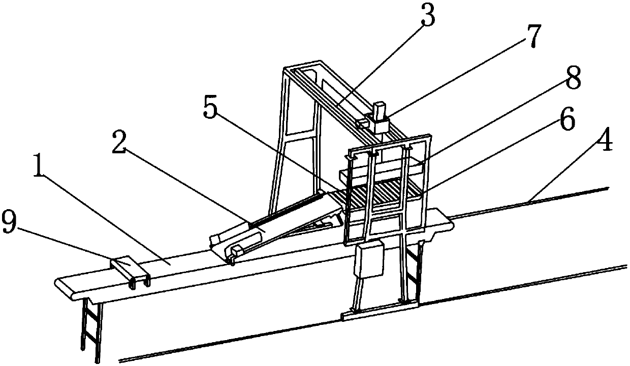 Gantry type bagged material intelligent car loader capable of rising and lowering goods supply platform