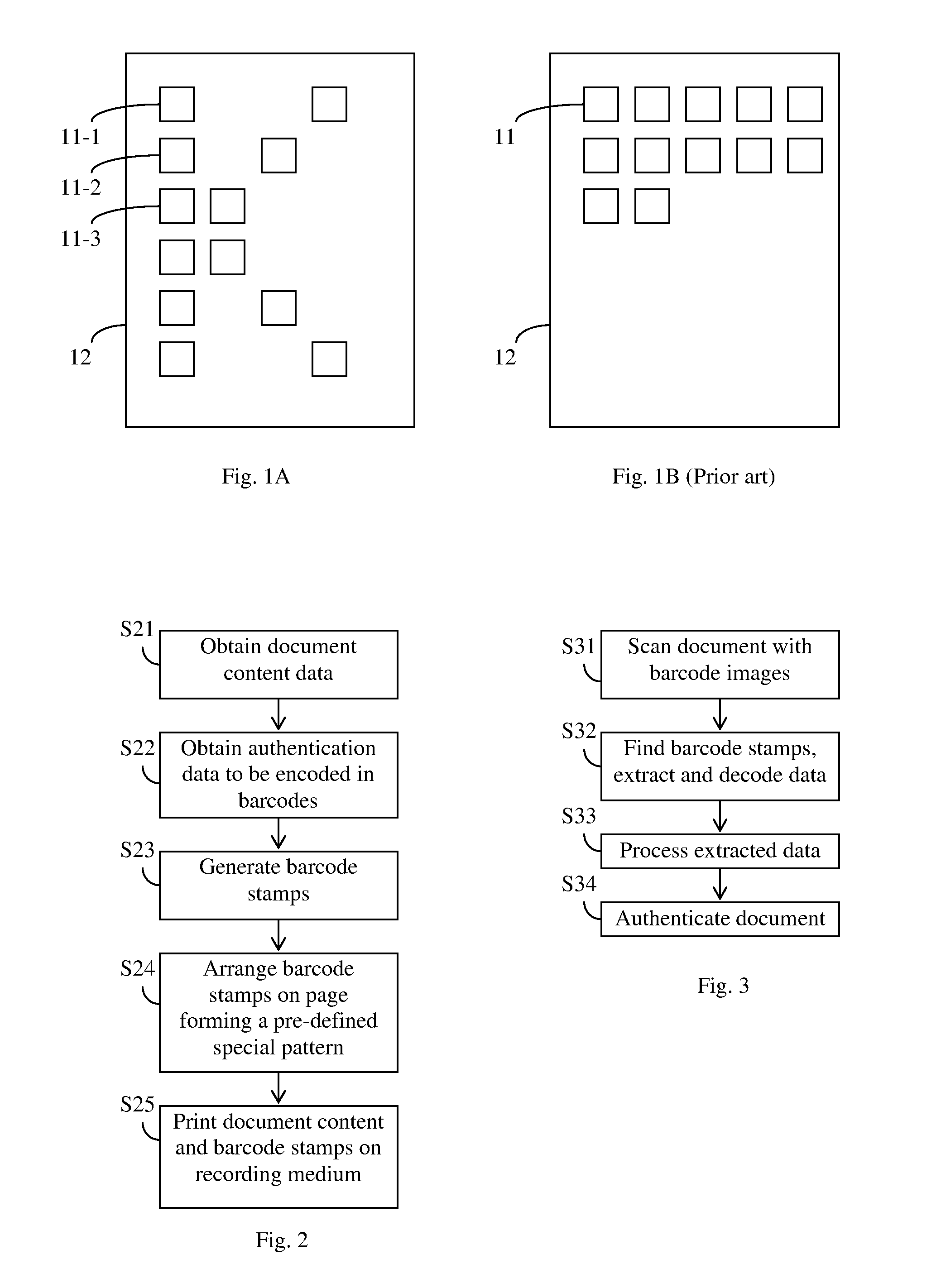 Creation and placement of two-dimensional barcode stamps on printed documents for storing authentication information