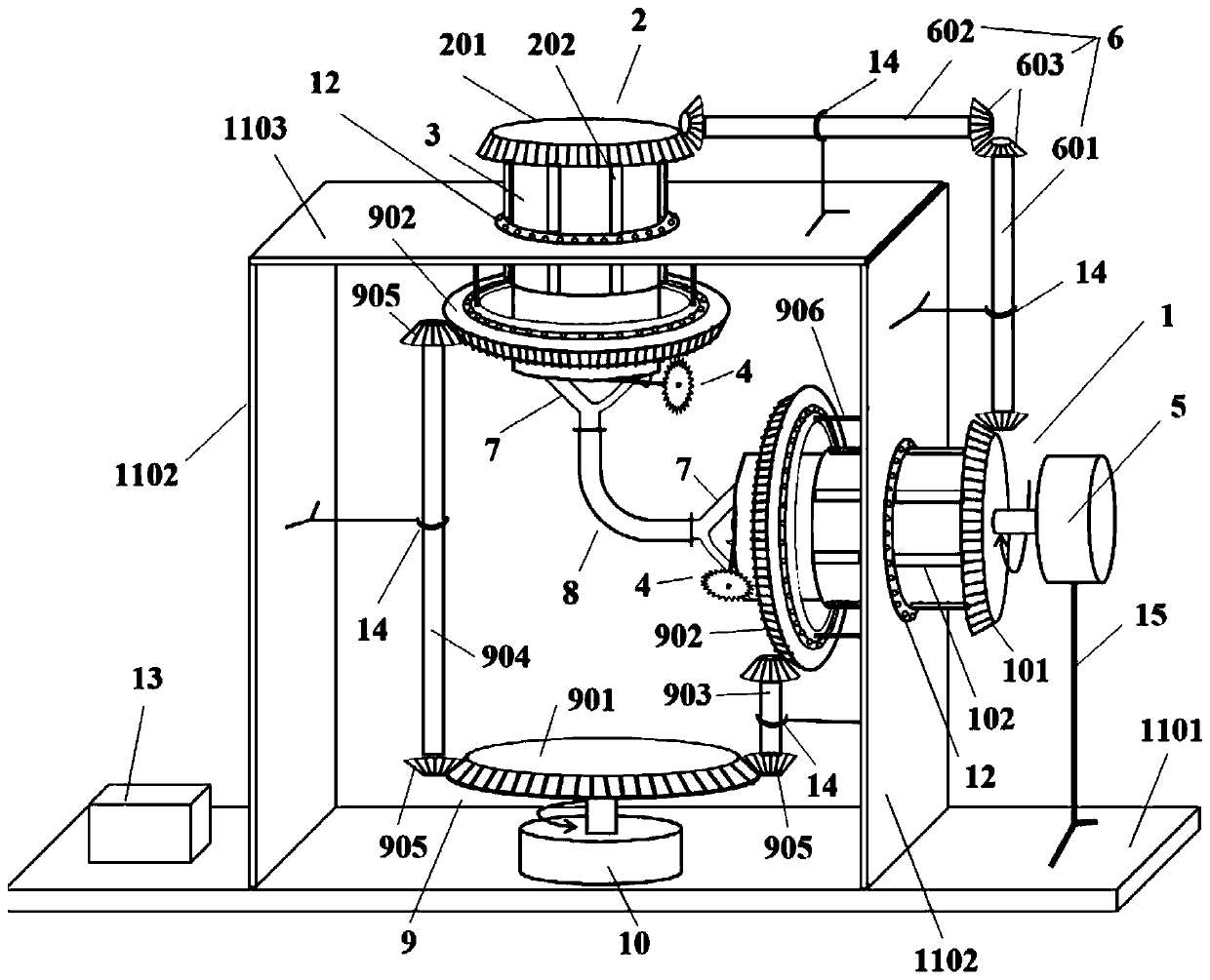 Liquid changing device for multi-cell co-culture simulated weightlessness experiment