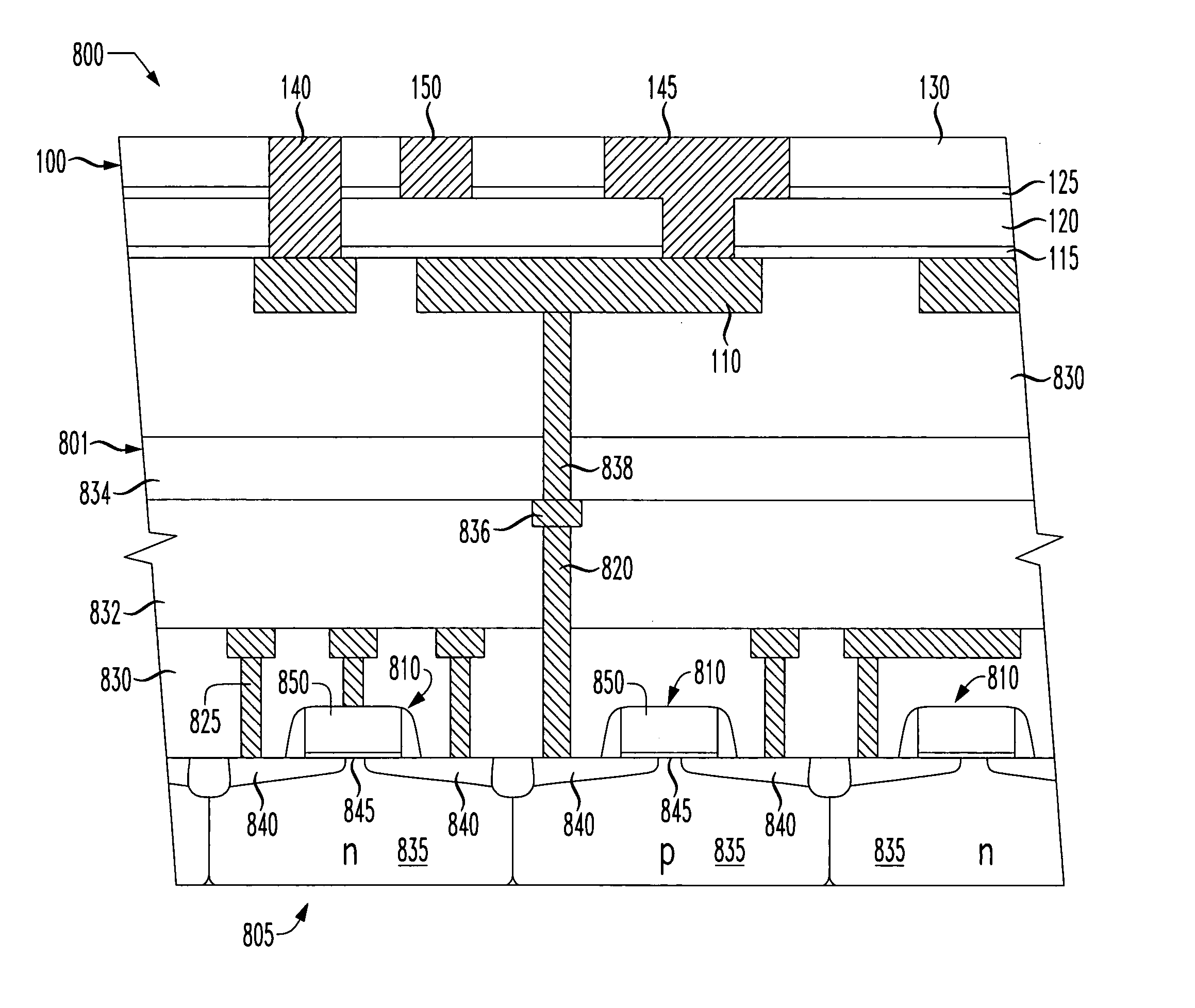 Dual damascene process with no passing metal features