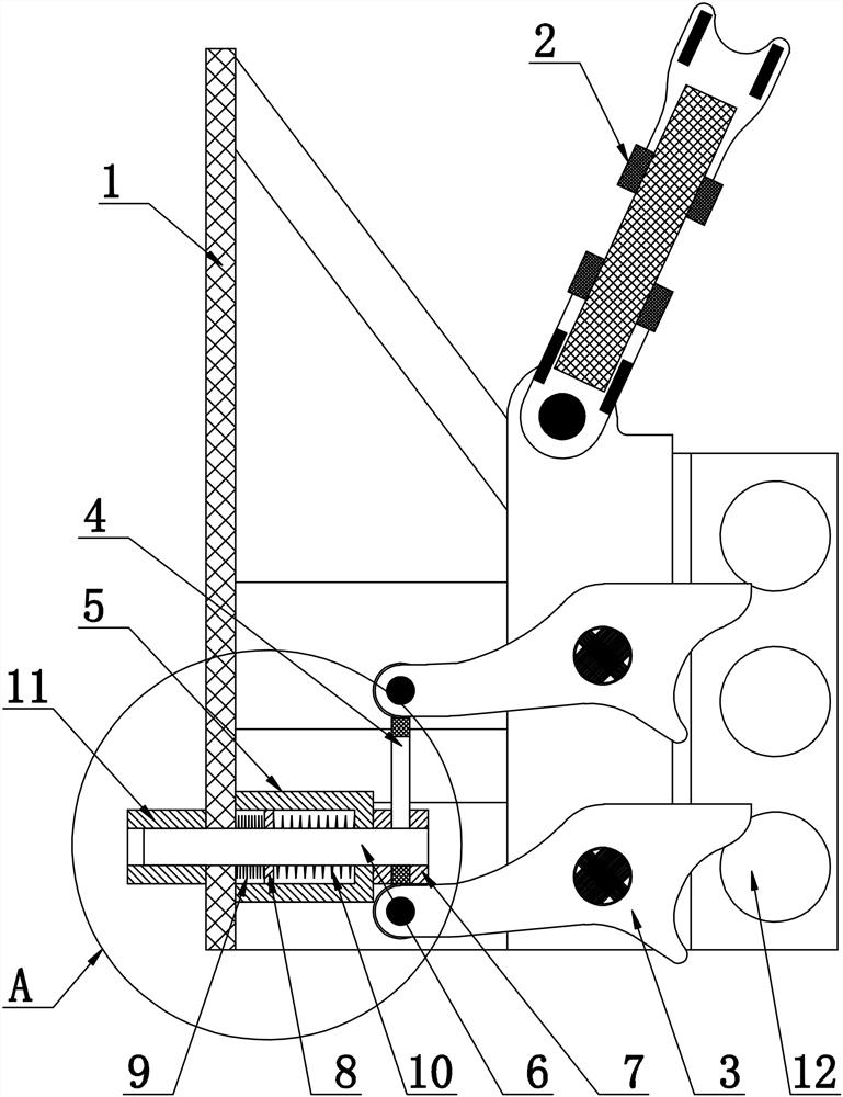 An aluminum alloy climbing frame pendulum pin type anti-fall support attached to the wall