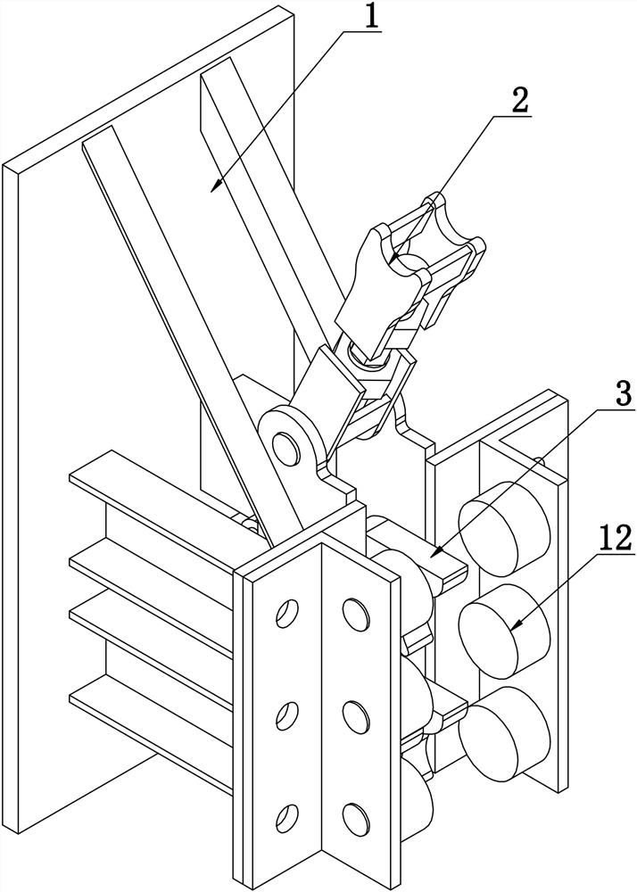 An aluminum alloy climbing frame pendulum pin type anti-fall support attached to the wall