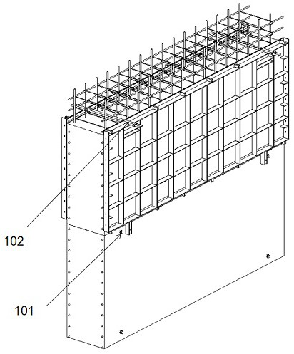 Interactive lifting formwork device and construction method