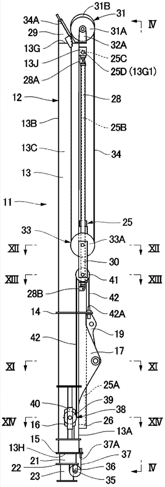 Multi-stage telescopic arm device and deep-digging excavator comprising multi-stage telescopic arm device