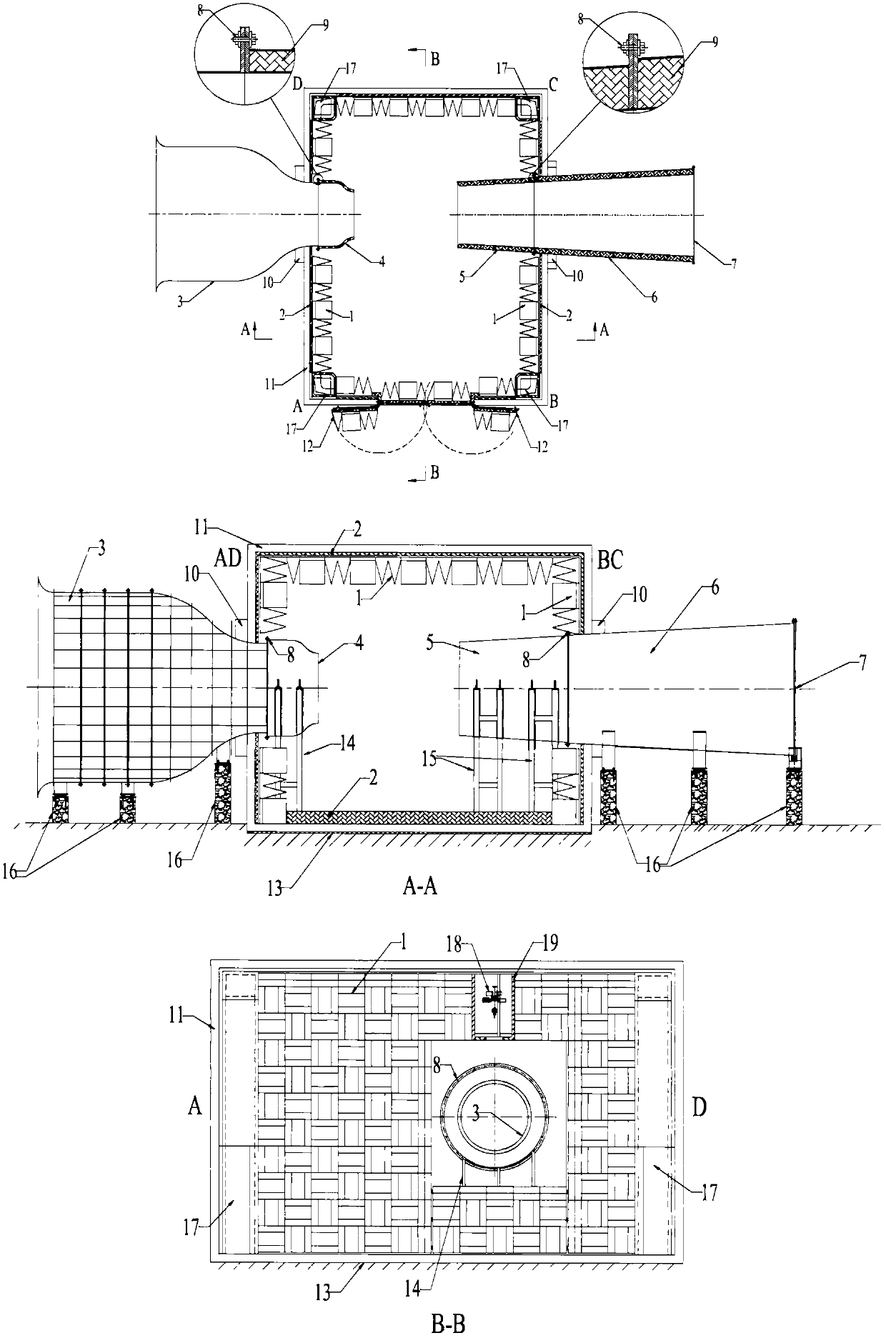 Acoustic wind tunnel with variable spouts