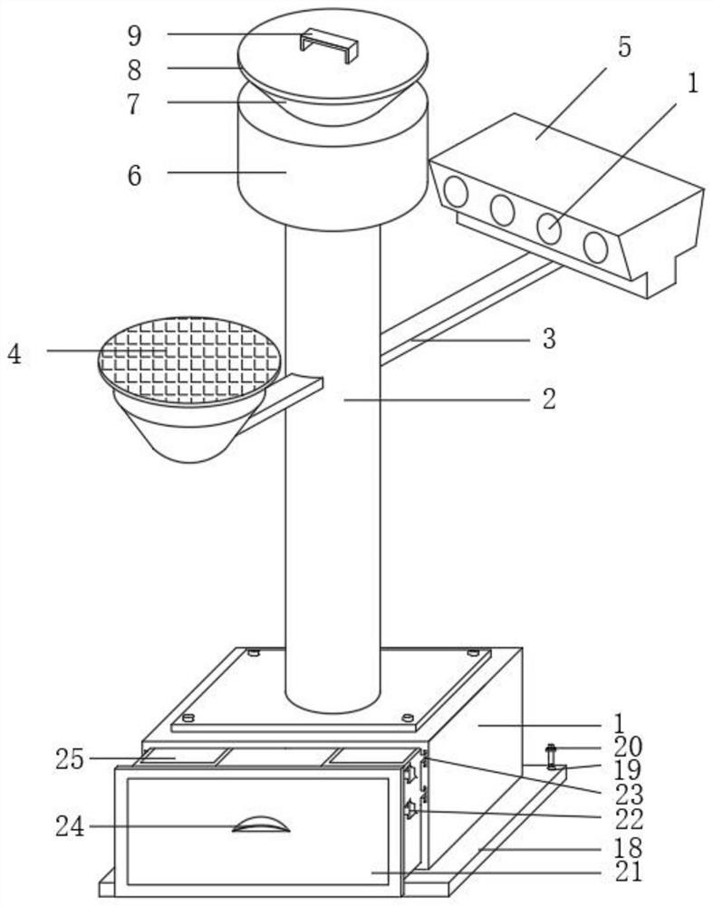 Rainwater collecting device for landscape garden