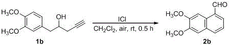 Synthesizing method of fused-ring aryl substituted formaldehyde compound