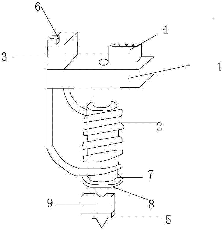 Automatic cooling device for spray head of 3D printer