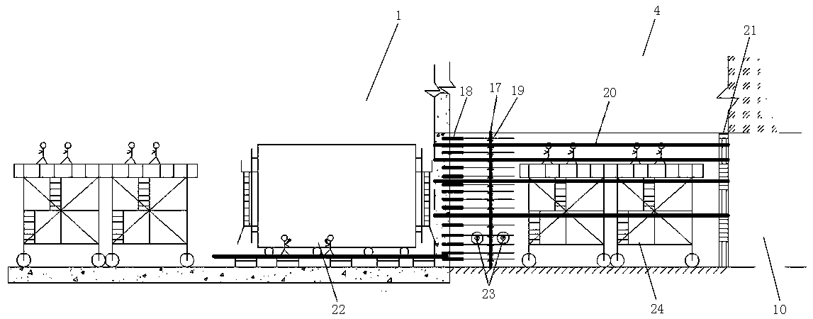 Subway station tunnel connecting section structure post-constructed-type construction method