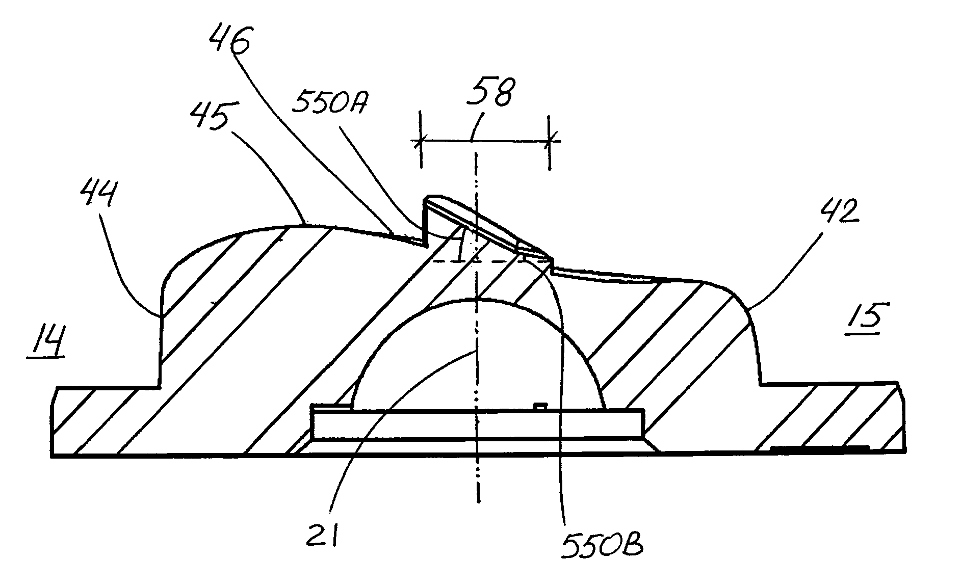 Light-directing lensing member with improved angled light distribution