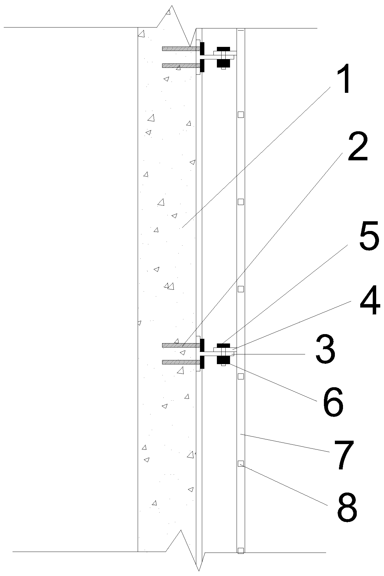 Construction method for vertically penetrating lower hanging plate of external facade