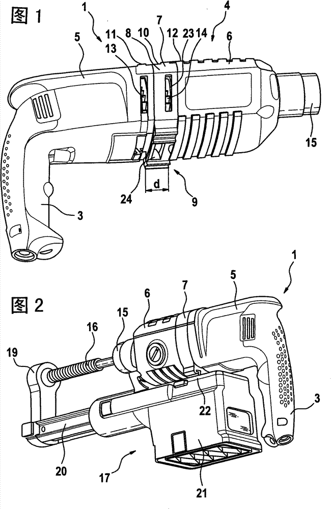 Handheld electrical tool with a suction module for a dust separation device