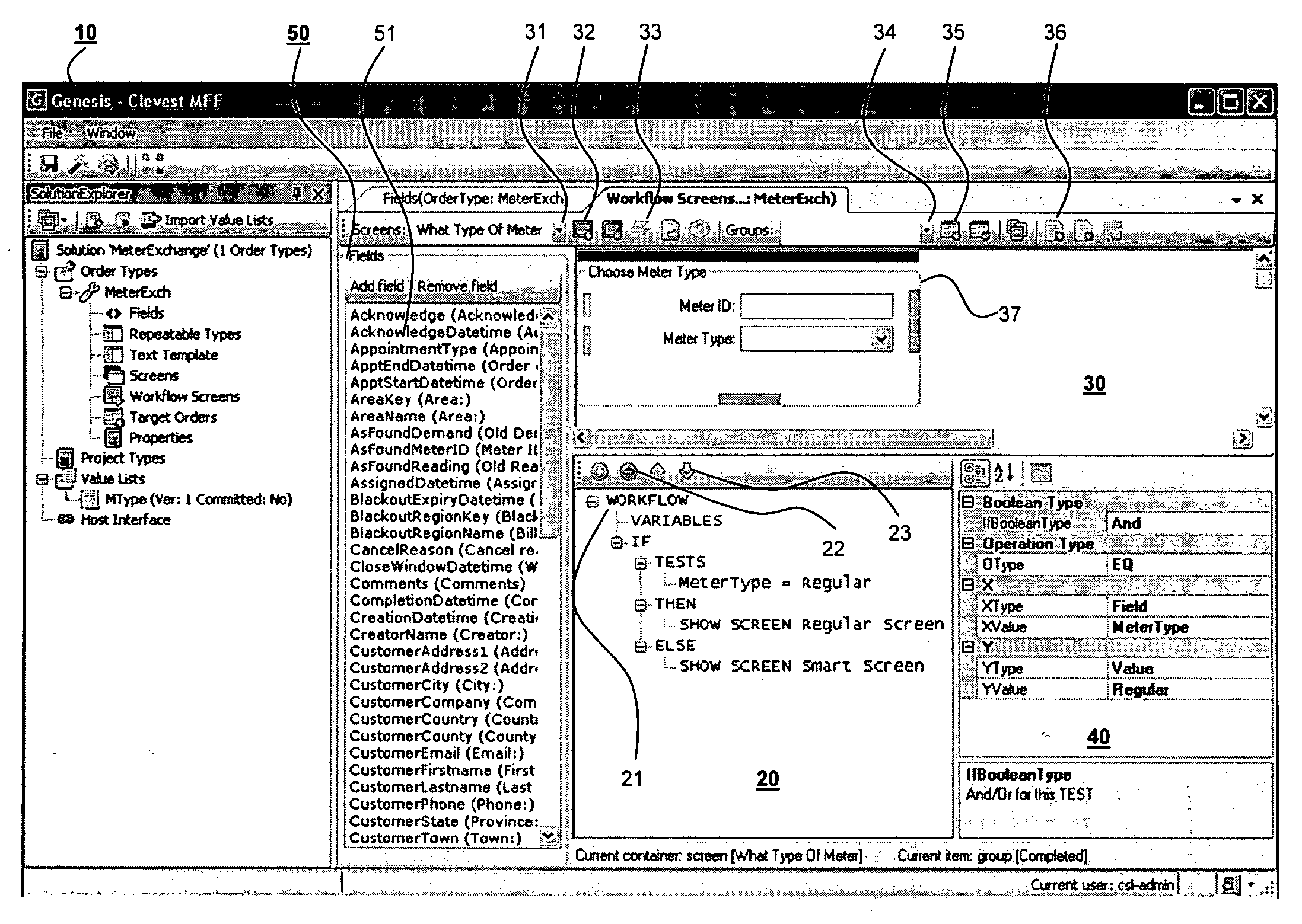 Method and system of editing workflow logic and screens with a GUI tool