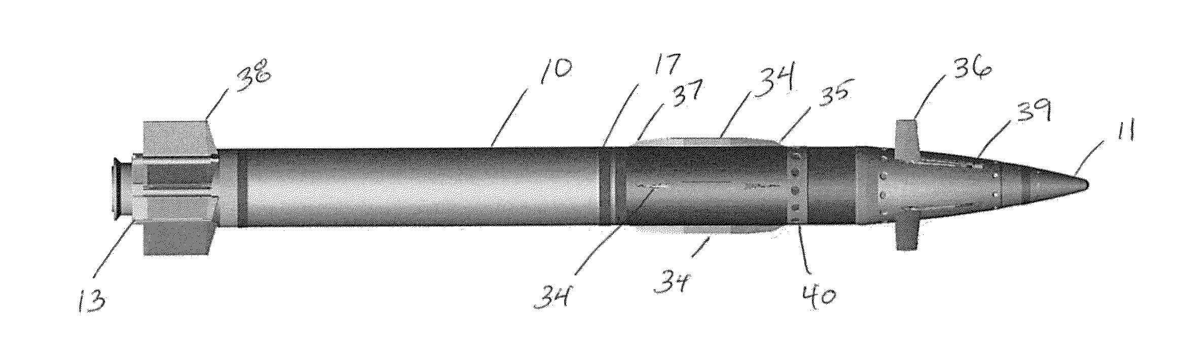 Gun launched munition with strakes