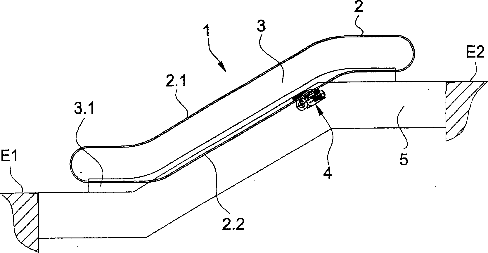 Handrail-drive for an escalator or a moving walk