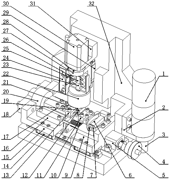 In-situ indentation mechanical testing device based on tensile compression and fatigue combined load mode