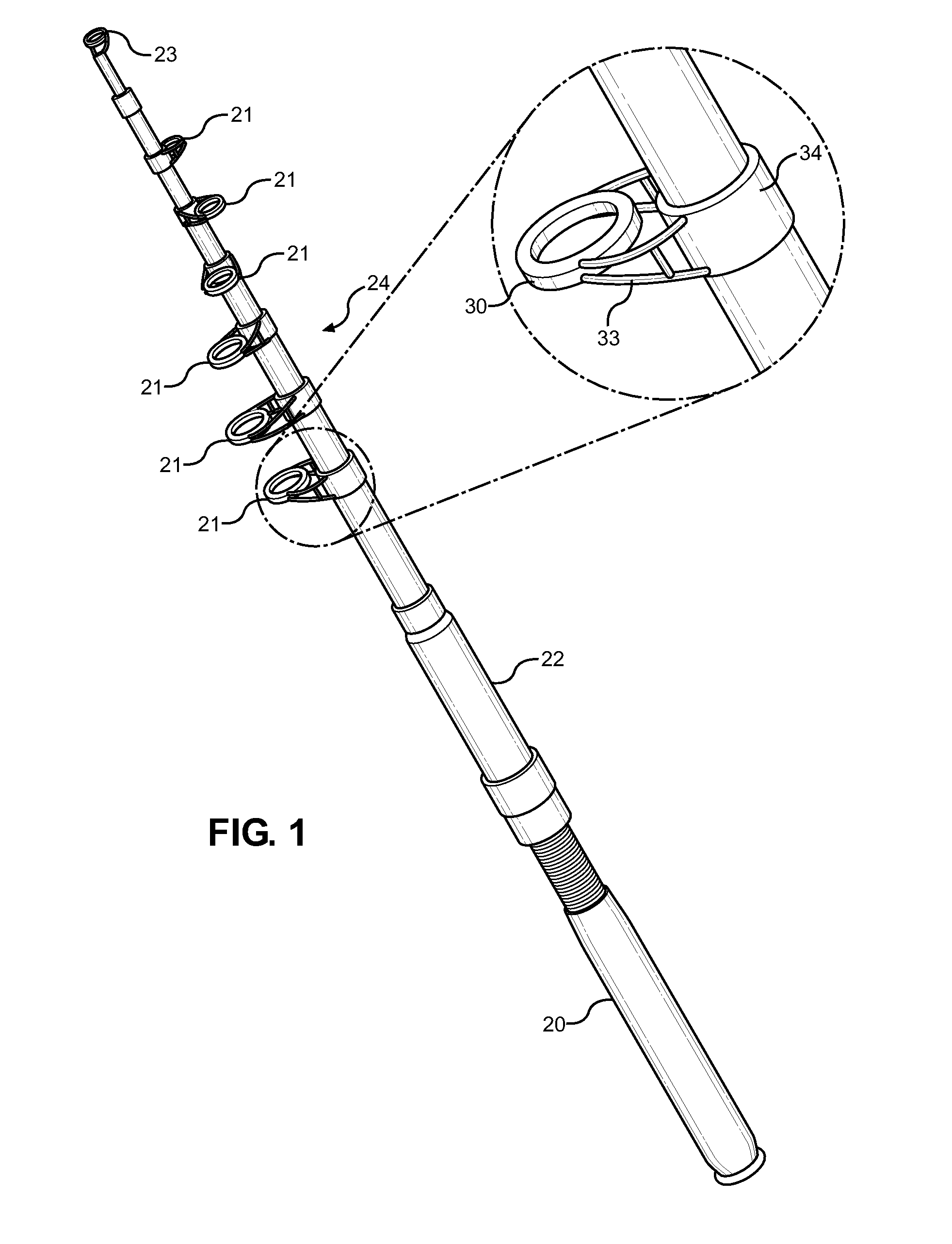 Fishing Rod with Spiral Fishing Line Guides