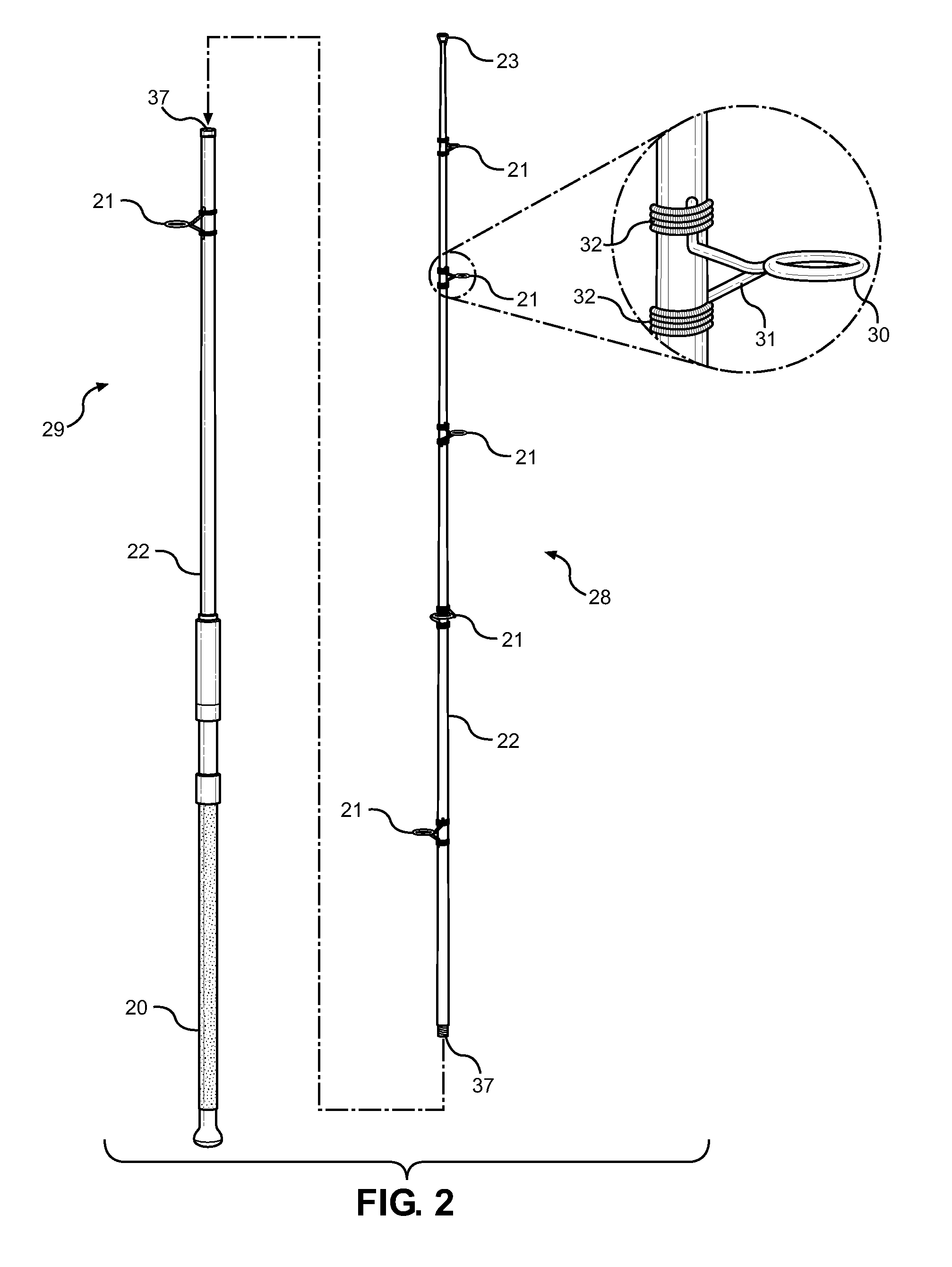 Fishing Rod with Spiral Fishing Line Guides