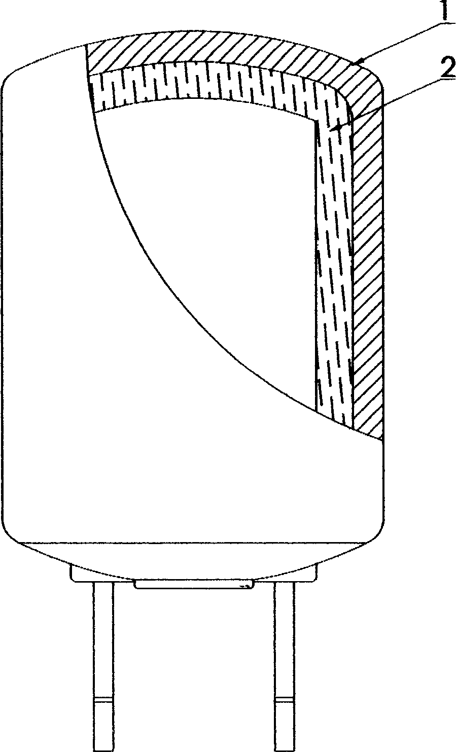 Lining of water heater with antiscaling performance