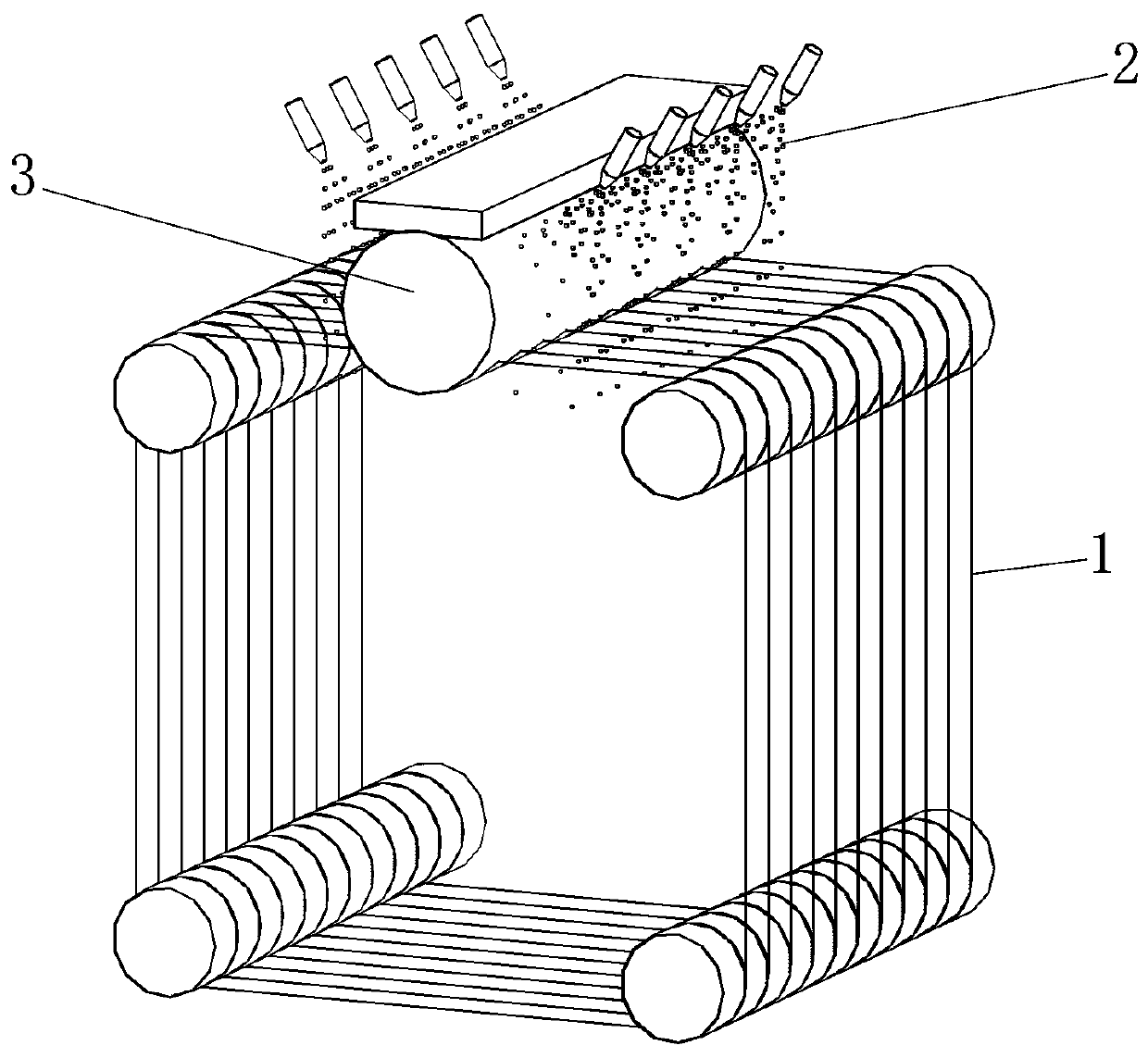 Method and device for multi-line silicon chip cutting with free-solidified compound abrasives