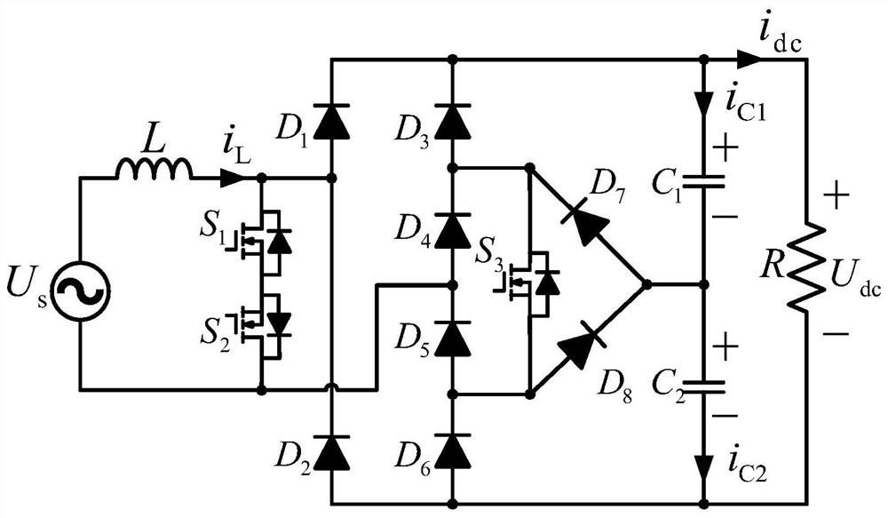 Three-port clamping type back-to-back bridgeless three-level rectifier