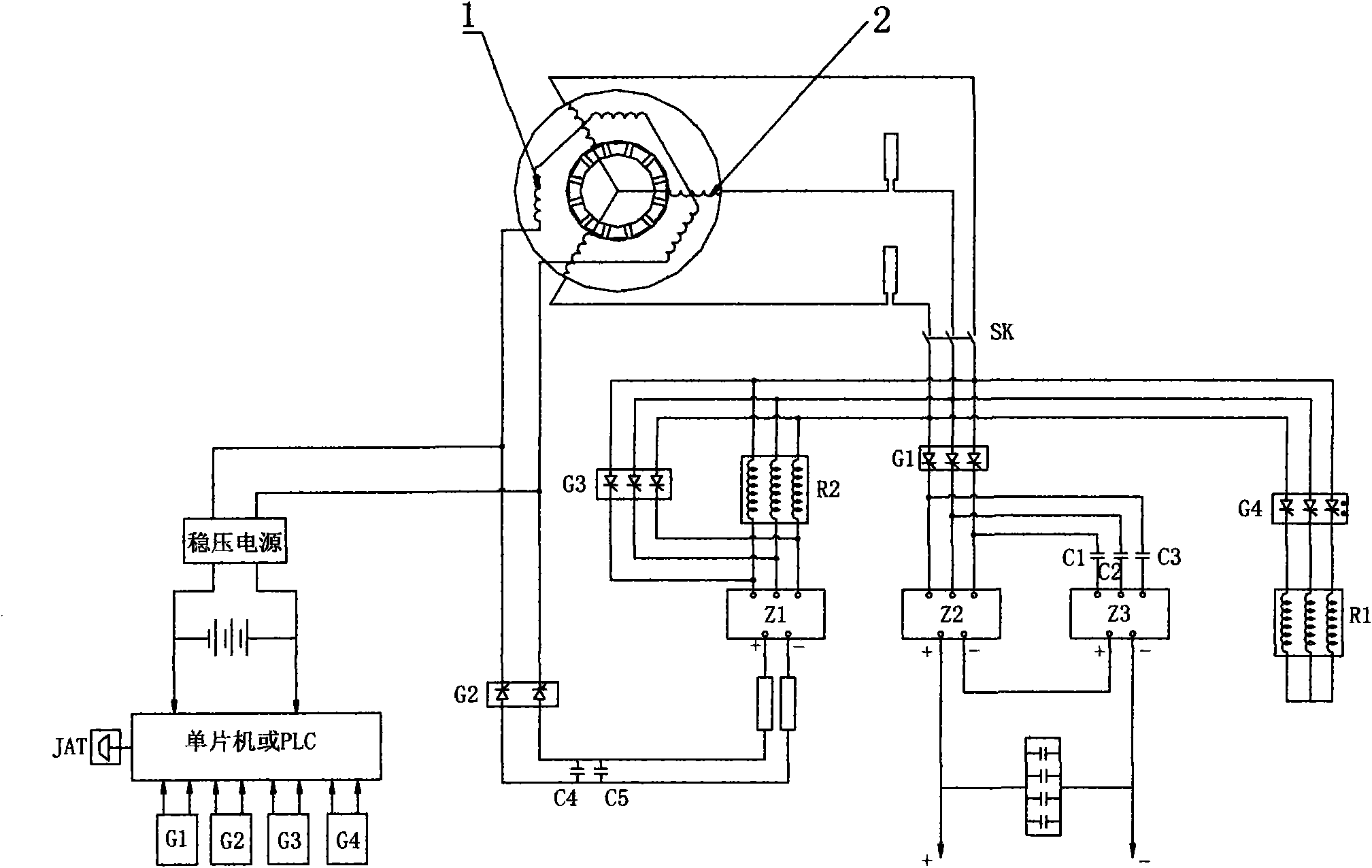 Electromagnetic braking and controlling system of wind power generator