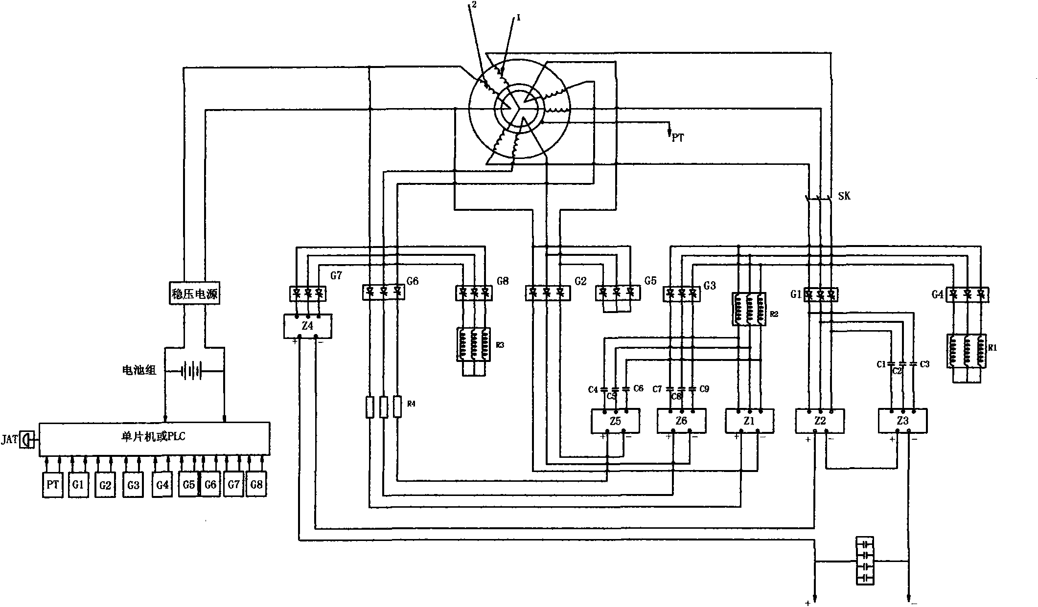 Electromagnetic braking and controlling system of wind power generator