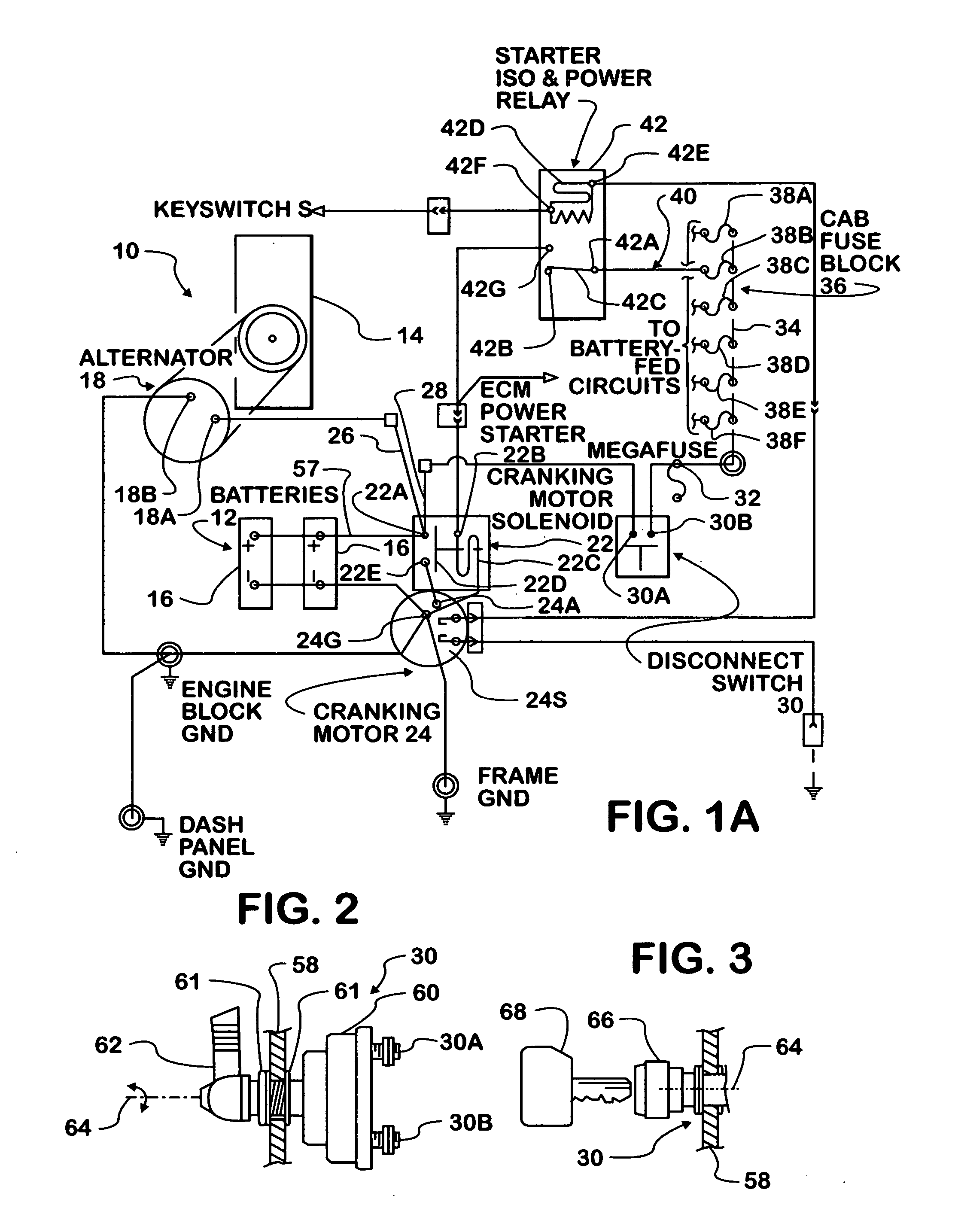 Motor vehicle battery disconnect switch circuits