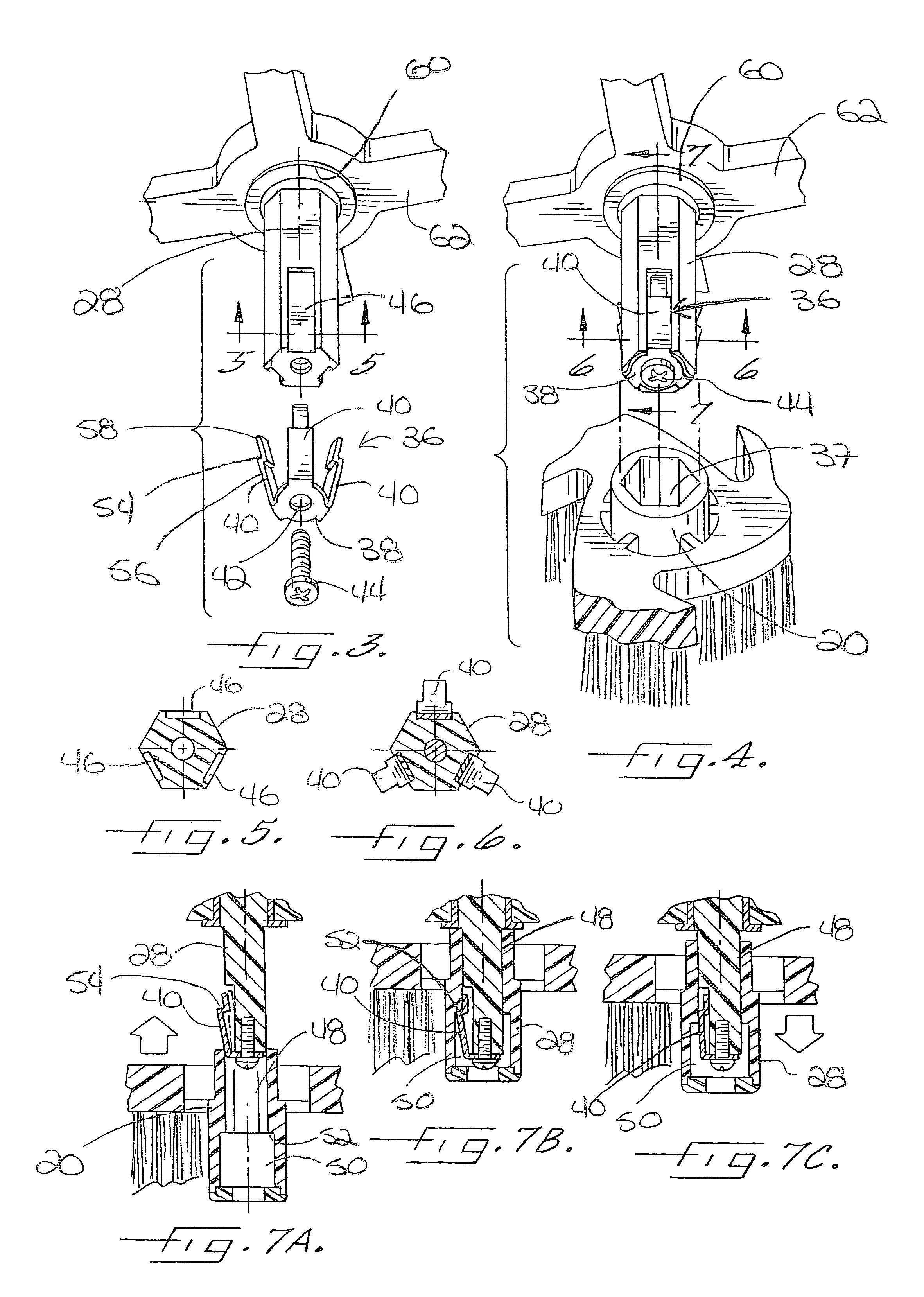 Water-operated wash brush with removable brush head