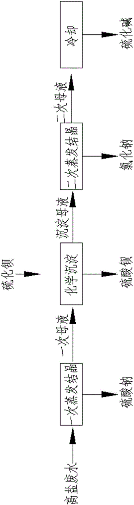 Technique for simple substance salt separation with co-production of sodium sulfide from high-salinity wastewater