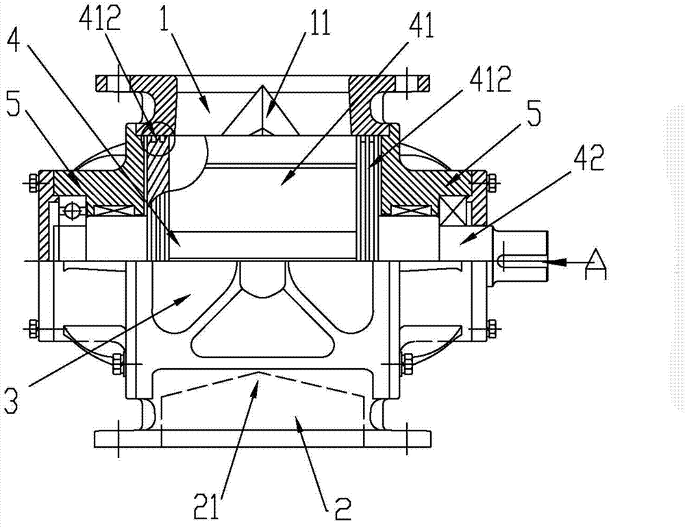 Wear-resistant rotary feeder with labyrinth seal structures on rotor end surface