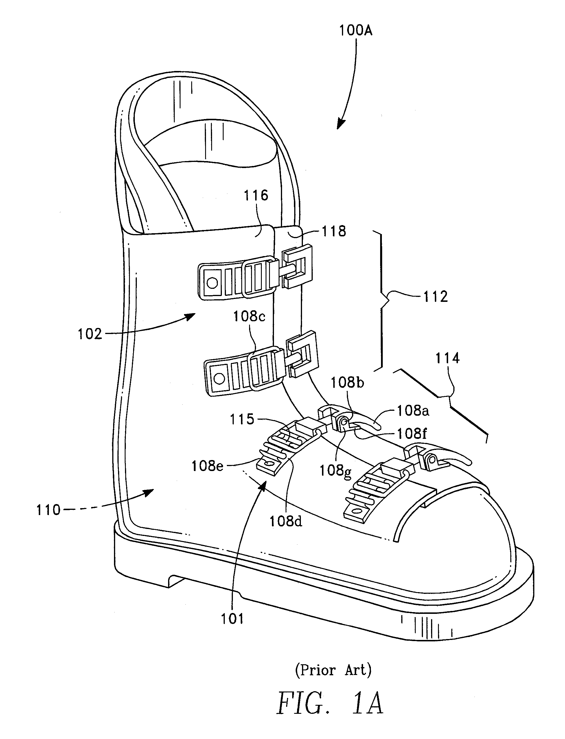 Alpine ski boot with strap closure