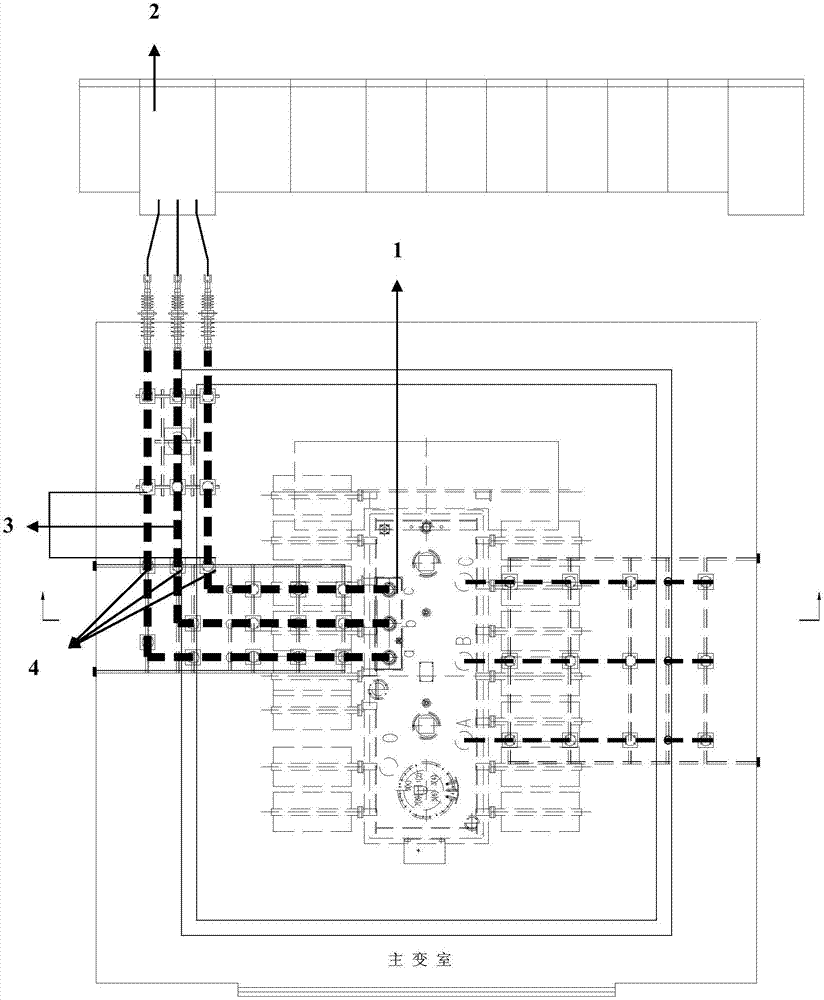 Bus bar for transformer station transformer chamber and switch cabinet