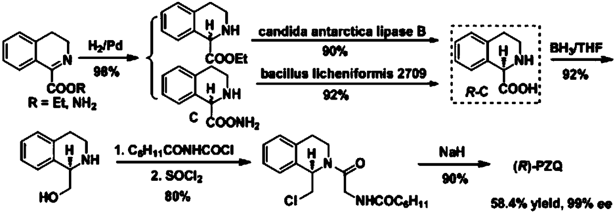 (R)-praziquantel intermediate and preparation method of (R)-praziquantel