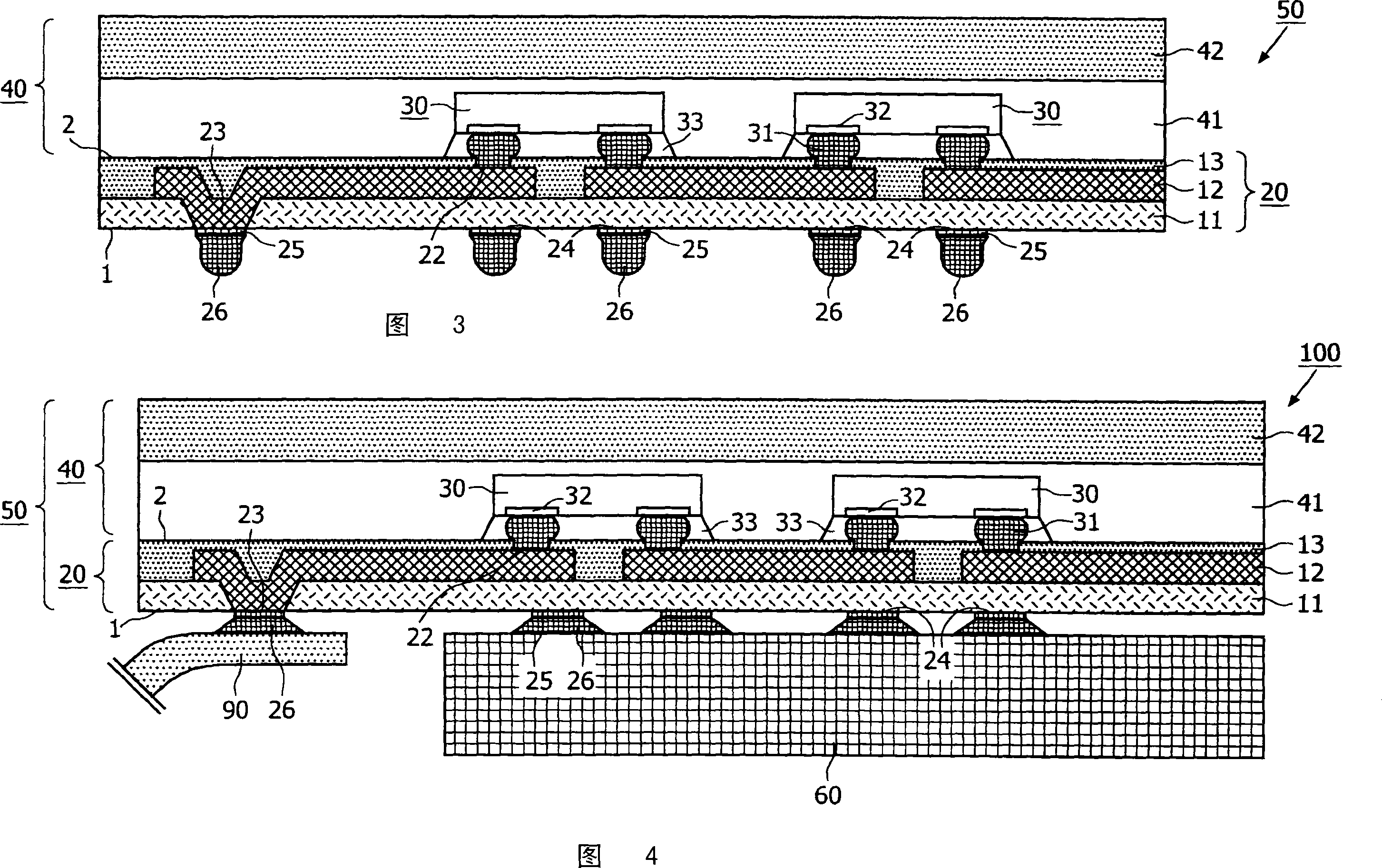 Package, subassembly and methods of manufacturing thereof