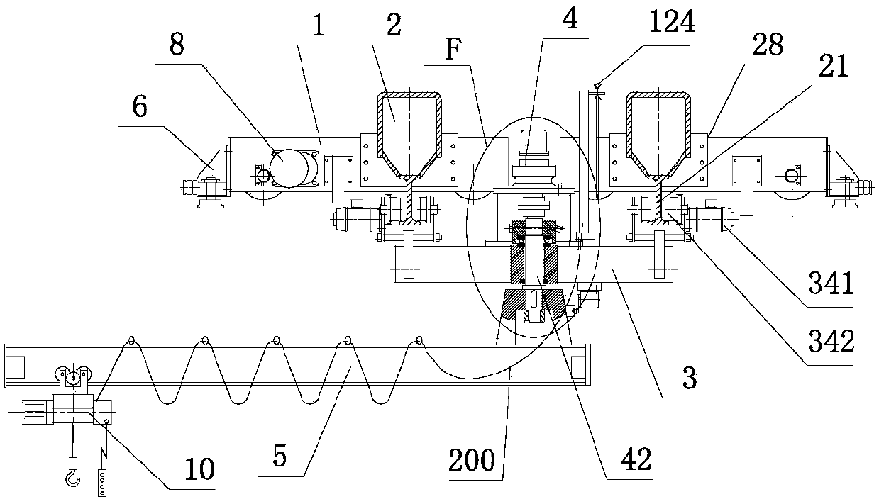 Overhead type cantilever crane provided with hanging trolley