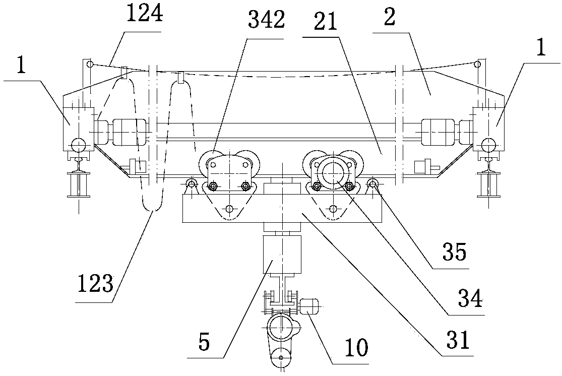 Overhead type cantilever crane provided with hanging trolley