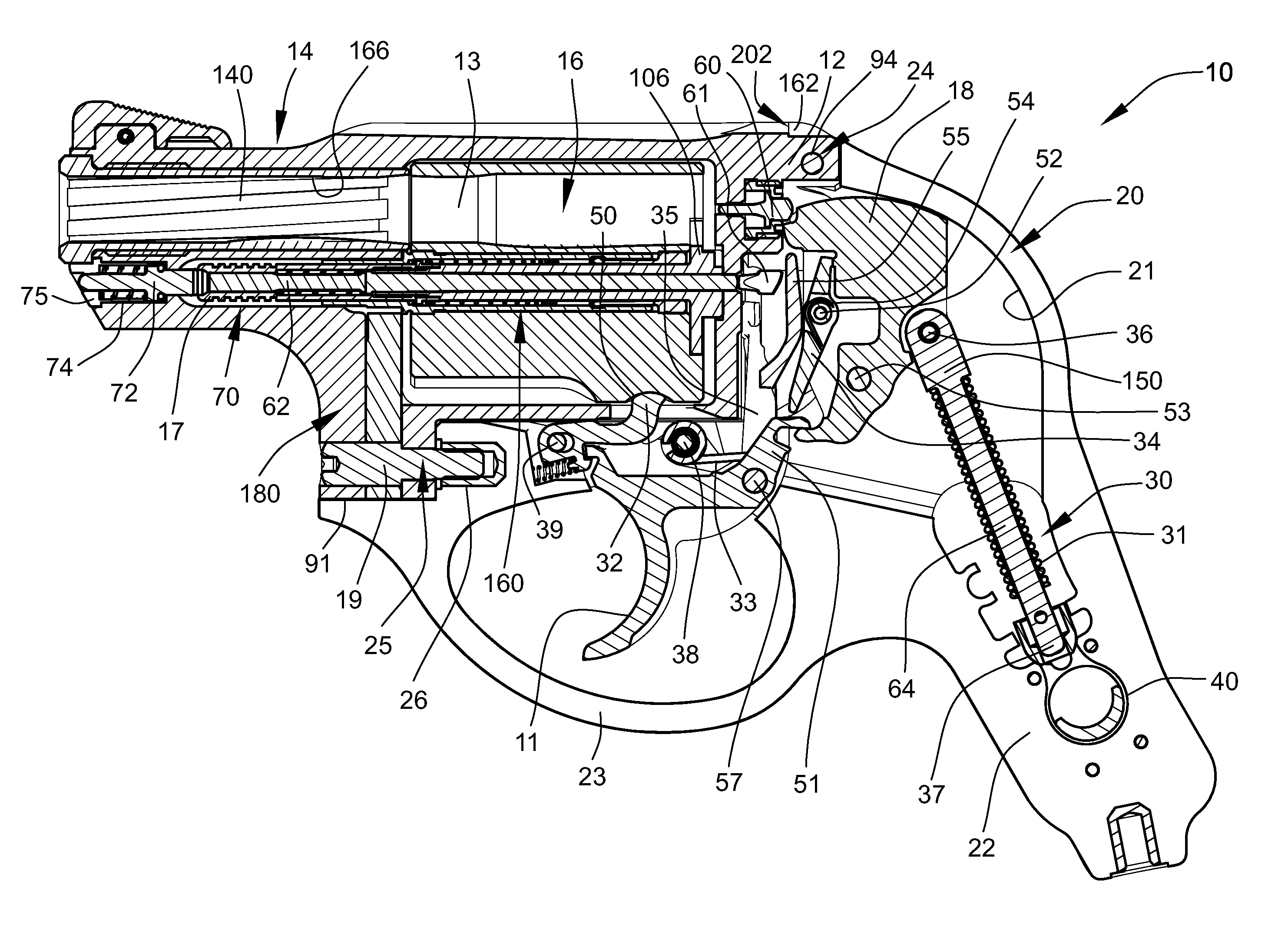 Light-weight firing control housing for revolver