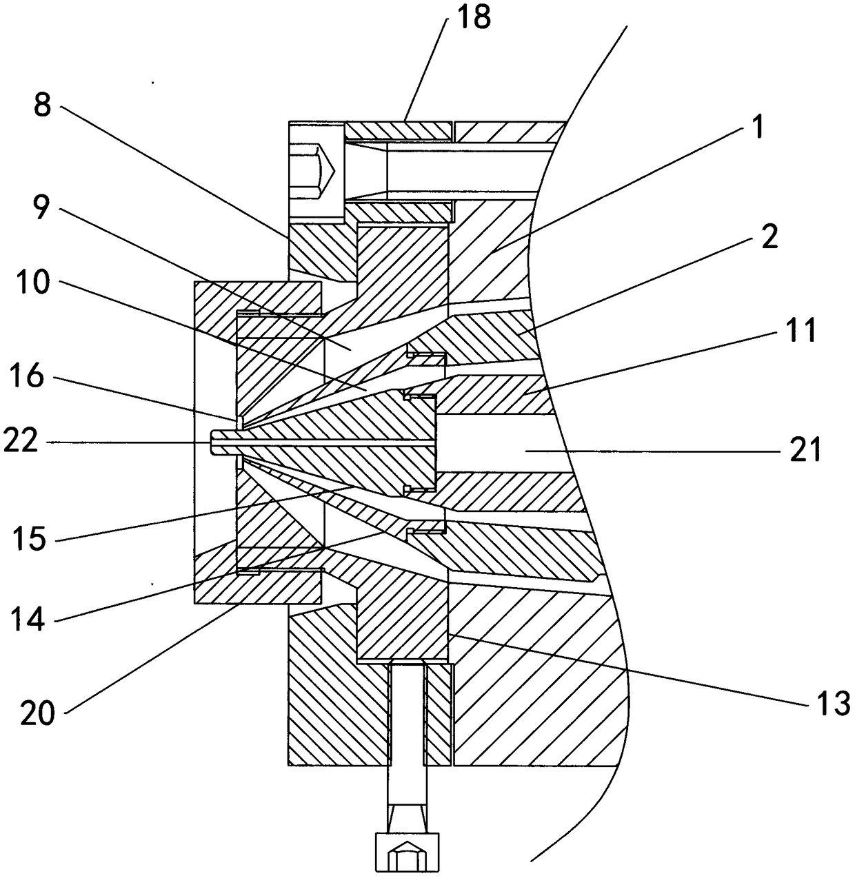 A molding device for fuel pipe material