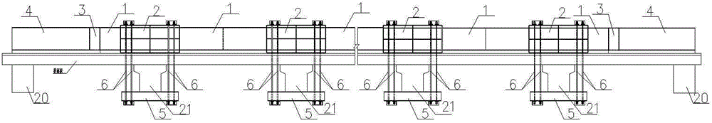 Safe early warning beam structure for longitudinal-beam-free middle bearing type arch bridge and early warning method of structure