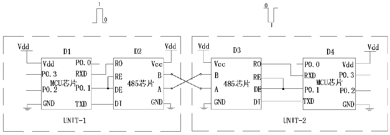 A non-polar transceiver unit and rs-485 communication circuit