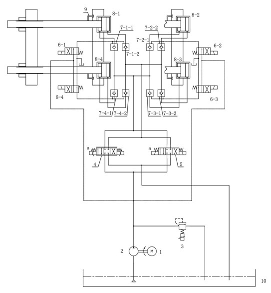 Double-valve parallel mode adjusting and locking system for two-plate injection molding machine