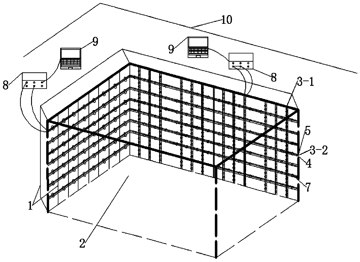 Implementation method of three-dimensional monitoring network for foundation pit engineering based on distributed optical fiber sensors