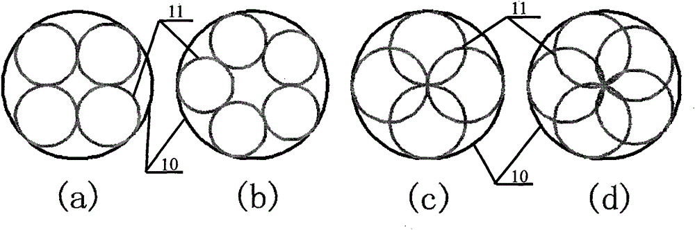 Double-layer triangular and orthogonal mixed distribution ring and sub-ring array electromagnetic shielding light window