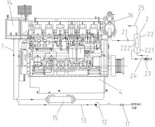 Diesel oil-LNG (liquefied natural gas) dual-fuel hybrid power ship LNG vaporizing device