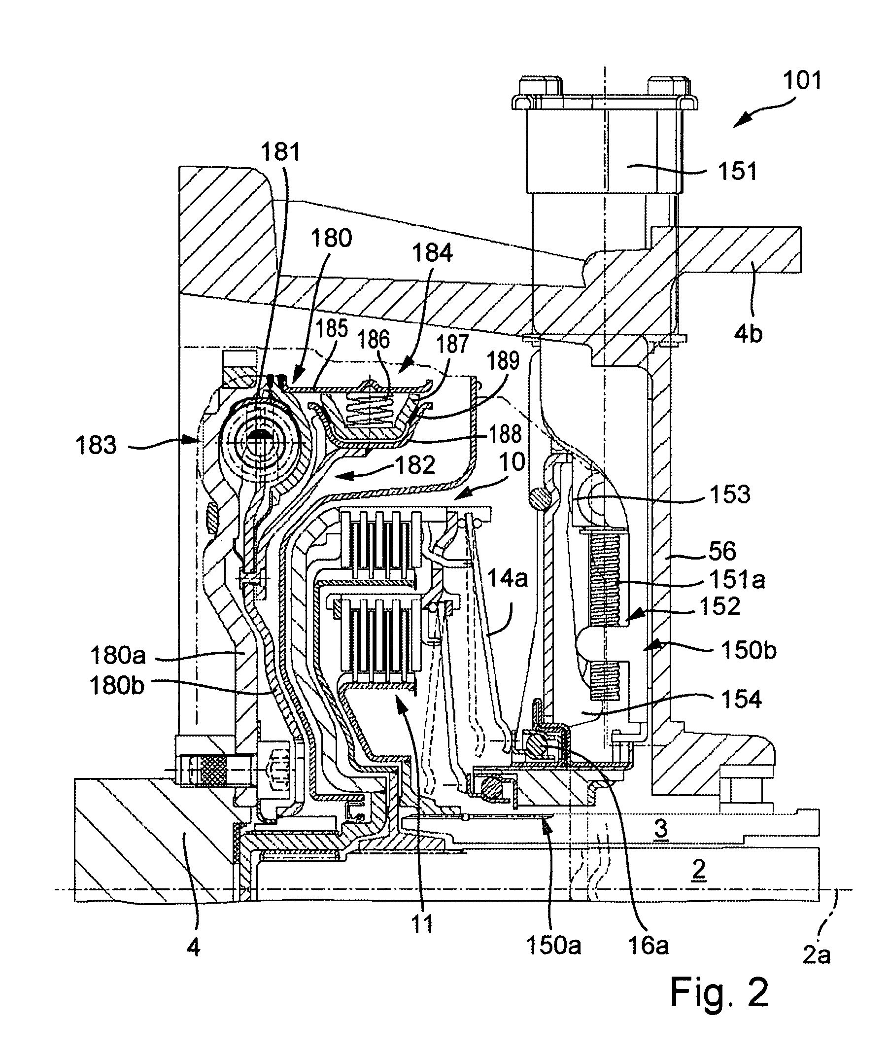 Torque transmitting unit and drive train for it