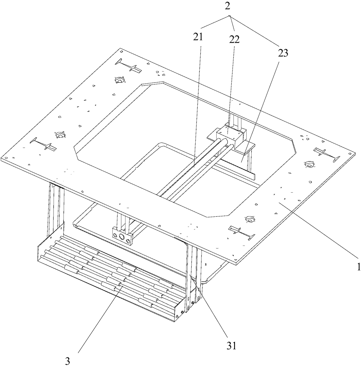 Pushing and transporting device for loading tray