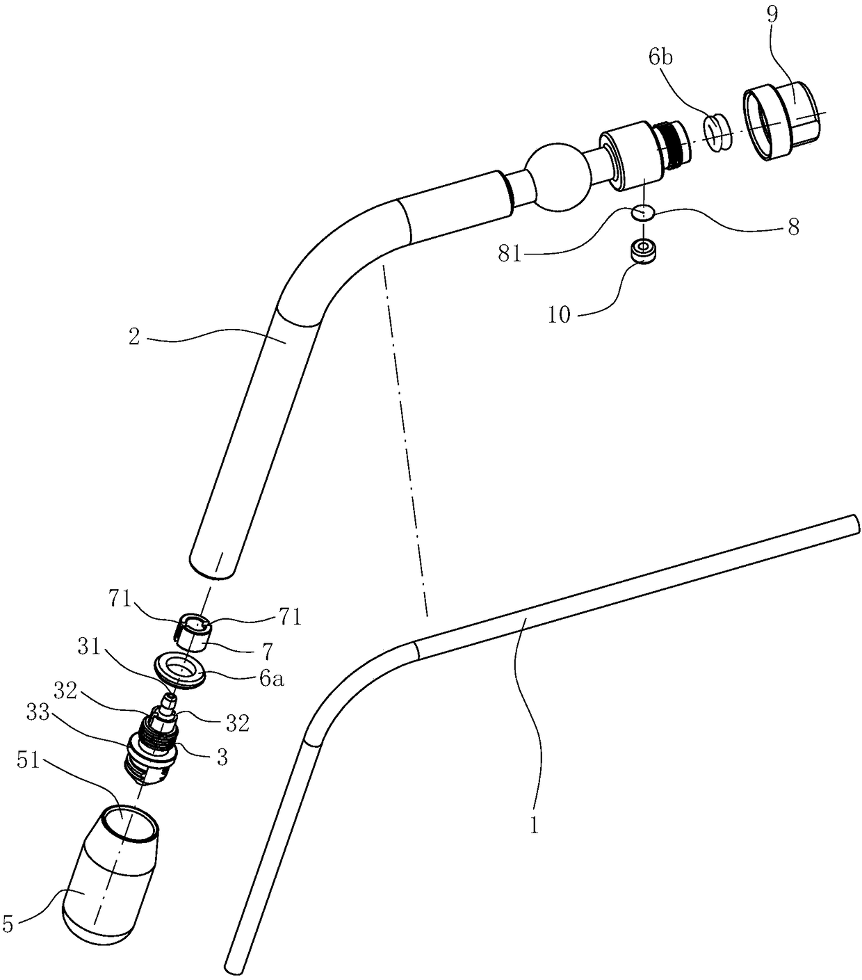 Milk foaming steam pipe